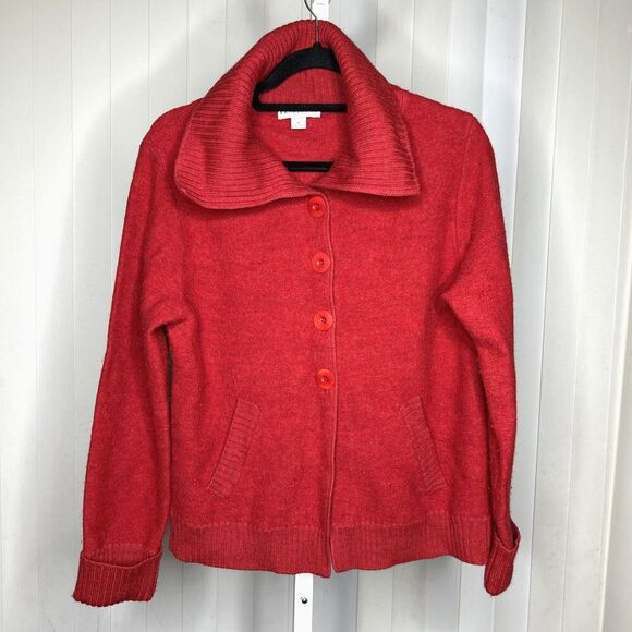 Pendleton Wool Jacket Red Color Boucle Pockets Size M Petite - Picture 1 of 6